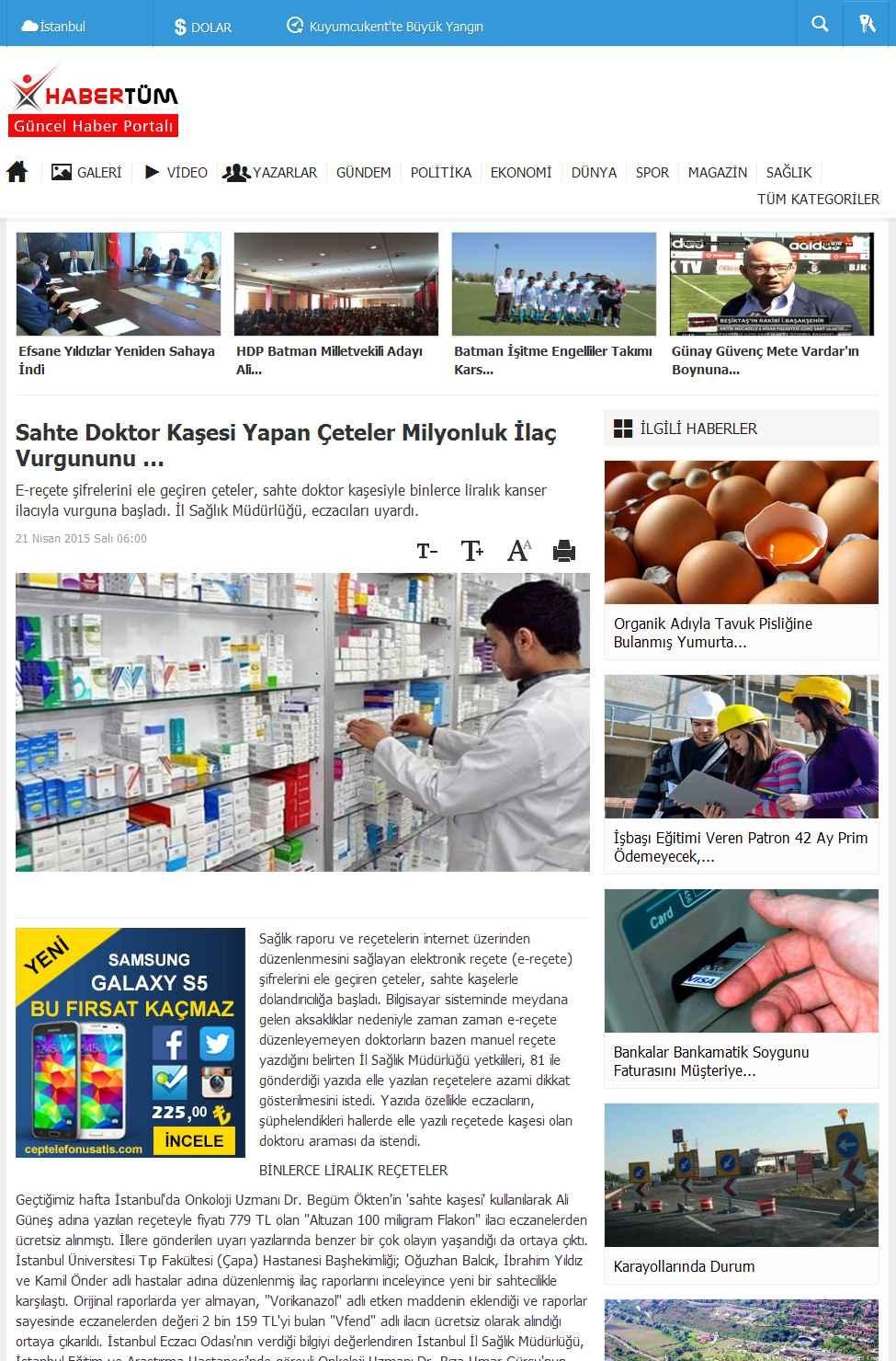 SAHTE DOKTOR KASESI YAPAN ÇETELER MILYONLUK ILAÇ VURGUNUNU... Portal : www.habertum.com İçeriği : Haber Tarih : 21.04.