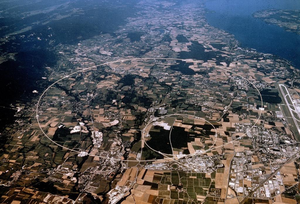 Large Hadron Collider LHC makinası Lake of Geneva CMS LHC tünelinde daha önce LEP e+e- çarpıştırıcısı vardı.