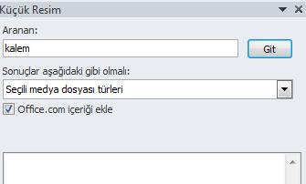 2.4.2.1.1 Küçük resimlerin çevrimiçi olarak aranması ve eklenmesi 1. Küçük resim eklemek istediğiniz slaytı seçiniz. 2. Ekle sekmesi > Resimler komut grubu > Küçük Resim'i tıklatın. 3.