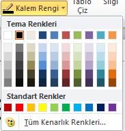 3. Aynı şekilde Tasarım ek sekmesi > Tablo Stilleri grubunda > Gölgelendirme yi kullanarak tablonun veya hücrelerin arka planına Resim, Gradyan veya Doku ekleyebilirsiniz. 2.4.