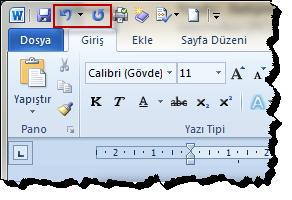 175 Son işlemi geri almak için Ctrl+Z tuşlarına basın Son işlemi geri almak için Geri Al Temizle komutunu kullandığımız taktirde Yeniden Temizle komutu aktif hale gelir ve daha fazla işlem yapmadan