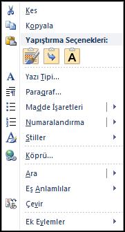 176 Bu işlemleri yapmanın bir diğer yolu da fare ile seçili metni sürükleyip yeni konumuna bırakmaktır.