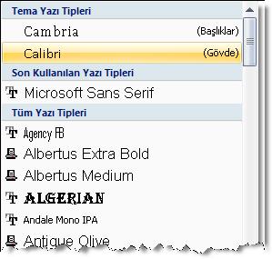 Word, Windows ortamının yüklenmiş harf türlerini kullanır; Ofis 2010 ailesi kurulurken, seçtiğiniz dillerle uyumlu birçok harf ailesini de Windows'a yükleyecektir. 3.3.1.1. Metnin görünümünü değiştirmek: yazı karakteri türü veya büyüklüğünü.