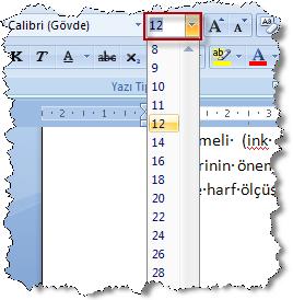 186 Büro veya okul işlerinde dosya kâğıdına basılacak yazılarda, genellikle, 6 punto ile 14 punto arasında harf büyüklüğü kullanılır.