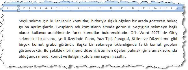 Bu durumda metnimiz şöyle görünecektir Tüm paragrafın sağ girintisini değiştirmek için değiştirmek