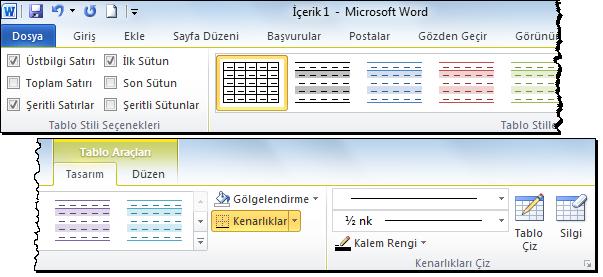 kenarlık ve gölgeleme yapma bahsinde anlatıldığı gibi yapılmaktadır.