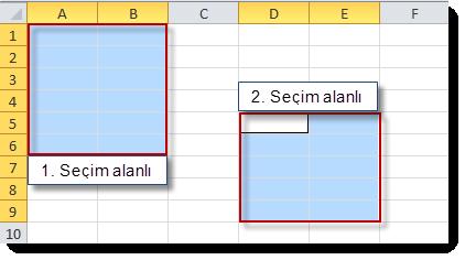 4.3.2.4. Çoklu seçim EXCEL seçimi genişletmek için birden farklı yol izlenebilir.