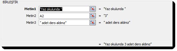 Bu durumda formül oluşturma ekranı aşağıdaki gibi olacaktır. Yukarıdaki gibi oluşturulan formülle A1 hücresindeki Başucu ifadesinin 4.