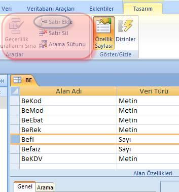 Şerit üzerinde açılan Tasarım ek sekmesindeki Araçlar komut grubunda bulunan