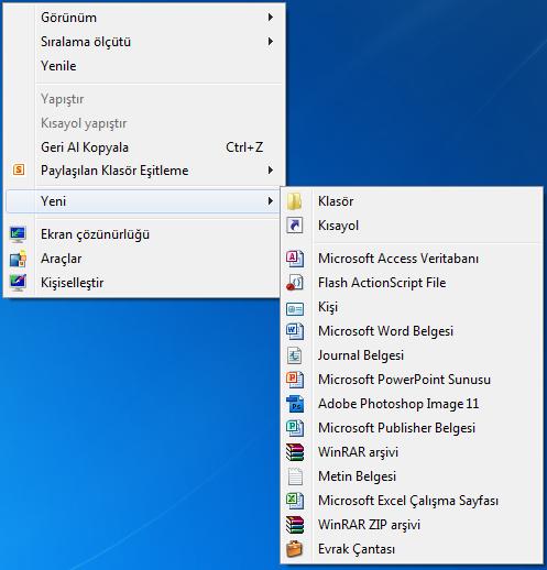2. Masaüstünde veya bulunduğunuz klasör içerisinde boş bir alanı sağ tıklayın.