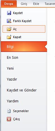 Bundan sonra açılacak olan Aç isimli iletişim kutusundan bilgisayarımızın sabit diskinde veya bilgisayarımıza bağlı taşınabilir bir diskte,