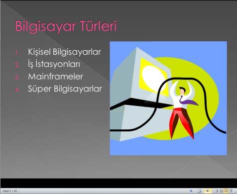 Yer tutucular: Çoğu sunu yerleşiminin parçası olan noktalı kenarlıklı kutular. Bu kutular başlık ve gövde metnini veya grafikler, tablolar ve resimler gibi nesneleri tutarlar. 2.3.1.