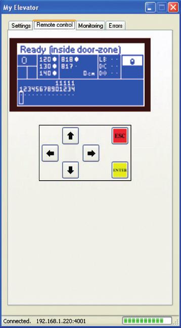 remotely Lift Monitoring Car position Car direction Active car and hall calls Door states Out of service data Overload and full load