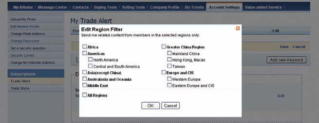İpuçları: Ürün kategori filtresi (Product Category Filter) Seçmiş olduğunuz ürün kategorilerine en uygun Trade Alert
