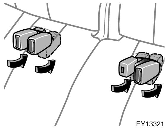 Arka emniyet kemerlerinin yuvalarýna yerleþtirilmesi Arka emniyet kemerleri kullanýlmadýðý zamanlarda toplanabilirler. Sýrt dayamayý katlamadan önce emniyet kemerleri toplanmalýdýr.