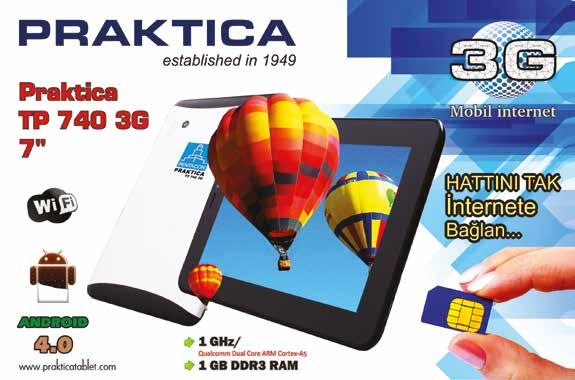 PRAKTICA Tablet PC ve Dijital Kameralar PRAKTICA PRK750GSM PRKTP10HD PRK16Z21SG 68 3G İNTERNET VE TELEFON (SİM KARTLA, TELEFONLA GÖRÜŞEBİLME VE MOBİL İNTERNET KULLANIMI), 1 GHZ ÇİFT ÇEKİRDEK İŞLEMCİ