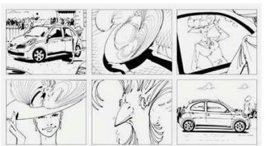 Bir storyboard çalışmalarında bütün görüntüler, kamera ve oyuncu hareketleri, 6 ile 36 kare içinde özetlenmemektedir; bu nedenle, storyboard üzerinde sadece temel ve belirleyici görüntüler yer alır