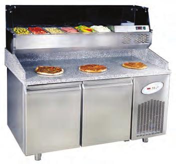 SOĞUTMA EKİPMANLARI / Refrigerator Equipments Pizza Hazırlık Üniteleri Pizza Preparation Units Yatay Tip Buzdolapları Counter Type Refrigerators İç gövde AISI 304 2B paslanmaz çelik.