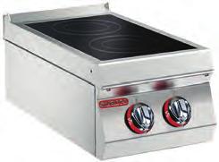 PİŞİRME ÜNİTELERİ / Cooking Units 700 Serisi / 700 Series Enfrarujlu Seramik Ocaklar Infrared Cooking Tops 18/10 Paslanmaz çelik yüzey, 12/10 mm kalınlık. Üst yüzey CERAN seramik cam. 1,8 k. ve 2,4 k.