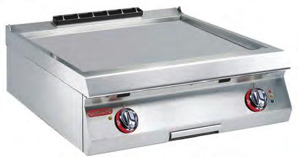 PİŞİRME ÜNİTELERİ / Cooking Units Elektrikli Izgaralar Electric Fry Tops 700 Serisi / 700 Series 18/10 Paslanmaz çelik yüzey, 12/10 mm kalınlık.