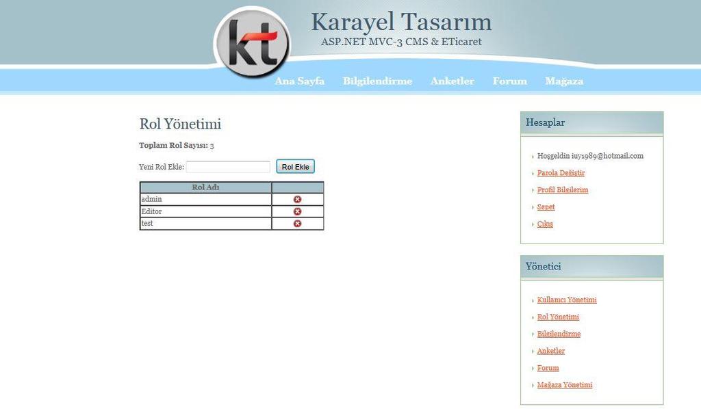 Script İçerik Kullanıcı Yönetiminde de java script içermektedir.buradaki Javascript siincek olan elemn ile ilgilidir.