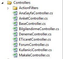 Diğer tüm bölümler isteğe bağlı olarak Aksiyon metodlar için adreslenebilir veya kullanılabilirler. 1.5 Denetleyici Fabrikası (Controller Factory) ASP.