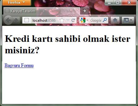 Daha sonra ise global asax ı projemizin controller ve action ımıza göre düzenleyip projemizi çalıştırıyoruz. Ve ekran çıktısı şekil -1 deki gibi olmalıdır.