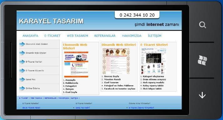 Fakat mobil cihazların ekran boyutları masaüstü ve dizüstü bilgisayar ekranlarına göre küçük olmasından dolayı ve bazı telefonlarda hala flash ve jquery desteğinin bulunmamasıdır.