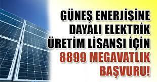 000 MW Güneş enerjisine yönelik ilk yarışma Elazığ ve Erzurum bölgeleri için 12 Mayıs ta (2014) TEİAŞ Genel Müdürlüğünde