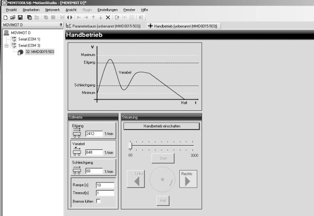 İşletme MOVIMOT 'un MOVITOOLS -MotionStudio ile manüel çalıştırılması 9 [1] 534358795 Manuel işletmeyi aktive etmek için [Activate manual operation] düğmesine tıklayın.