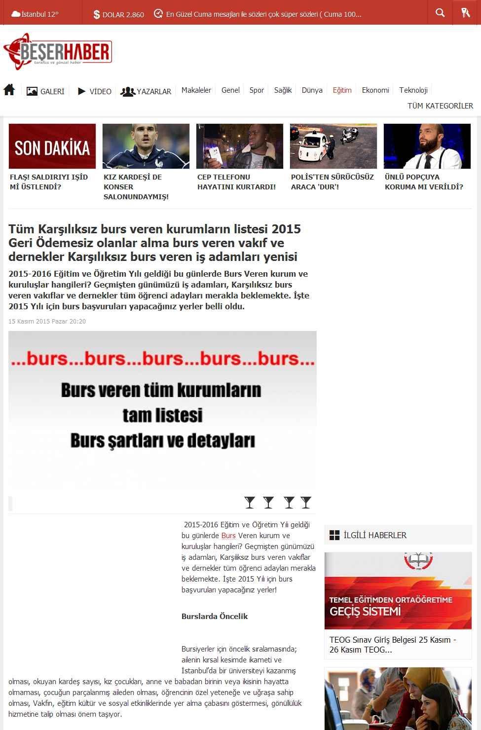 TÜM KARSILIKSIZ BURS VEREN KURUMLARIN LISTESI 2015 GERI ÖDEMES... Portal : http://www.beserhaber.com İçeriği : Haber Tarih : 15.