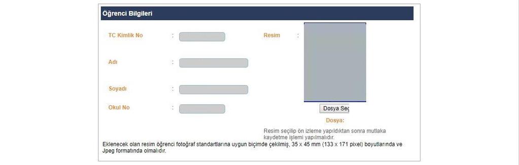 14- Öğrenci resimlerinin eklendiği ekrandır.