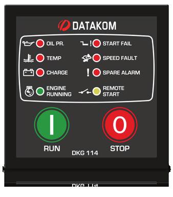 Jeneratör Kontrol / Manuel ve Uzaktan Çalıştırma Cihazları DKG Şarj alternatörü uyartım devresi, şarj hata koruması Jumper seçimli soğutma, 50/60Hz ve yedek röle çıkışı Seçmeli