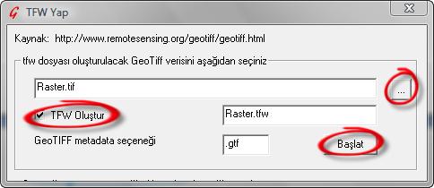 Not: Oluşturulan tif uzantılı dosyanın ve ileriki aşamalarda oluşacak diğer dosyaların bir arada olması için masa üstüne yeni bir klasör oluşturmanız ve tif uzantılı dosyayı oluşturulan klasör