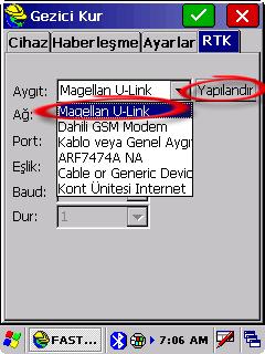 ), Alet: PM_XXXX (Bağlanılan cihazın bluetooth adı.) Ayarlar bölümünde; Anten Tipi: Pilye ya da jalonda ise düşey, alet sehpasında ise eğik.