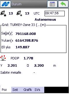 Cihazın uydu görme durumuna bakmak için ölçme