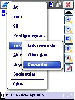 Yeni boş bir iş dosyası açıldıktan sonra İş->Yükle->Dosyadan menüsünü tıklayın DXF dosyası içerisinden noktalar ve hatlar alınacak ise Data seçeneğinden Çoklu yu seçin, Format: AutoCAD DXF