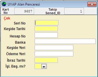 40 Not: Bono ve Çek takiplerinde de her kalem için ayrı ayrı uyap butonuna tıklayıp, uyap kapsamında zorunlu olan alanların doldurulması zorunludur.