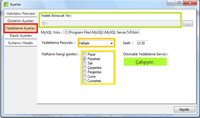 67 7.Bilgisayarın sağ alt tarafına ( ) simge gelecektir. Simgenin üzerine sağ tuş yapıldığı zaman Yedekleme seçeneğinden Elle Yedek seçeneğine tıklanır. 8.