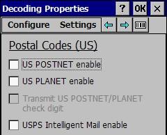 Postal Codes (US) Bu bölümde Postal Codes (US) barkod tipi ayarlarının yapılandırılması sağlanır.