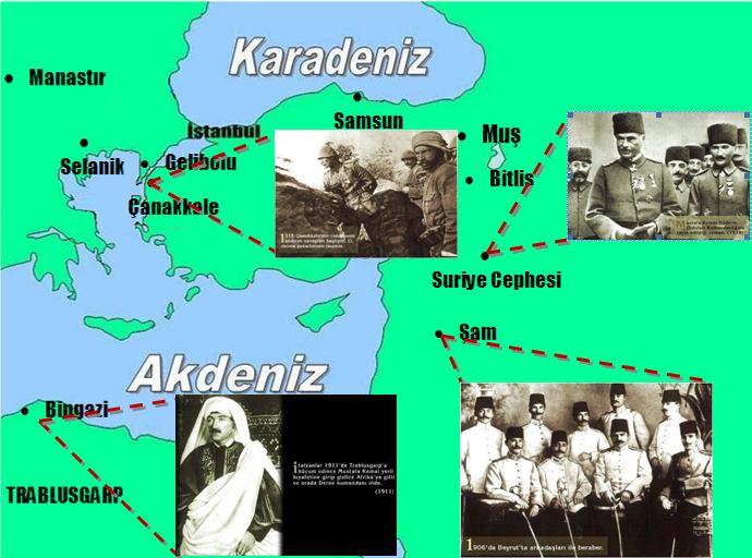 CEPHEDEN CEPHEYE MUSTAFA KEMAL *Şam a atanması(1905): İlk görev yeri olarak Şam a 5. Ordu emrindeki 30. Süvari Alayına atandı.