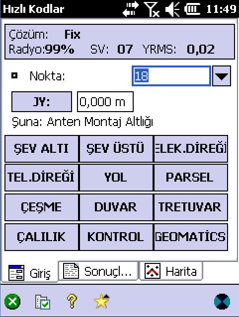 3-Hızlı Kodlar Bu alı ekra ı ız ile sıklıkla kulla dığı ız açıkla a ızı girer, açıkla a ıza doku a ızla epokluk ölçü ap a ızı sağlar.