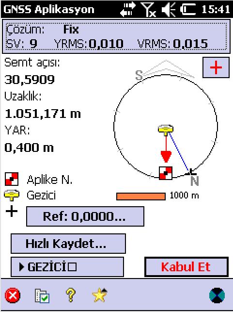 Se olü Seçili İke ; GPS ihazı ız kuze i sa itler ve ok işareti ile tarifi i kuze i az alarak gerçekleştirir.