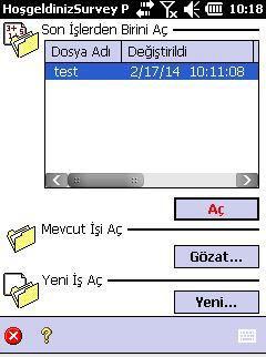 Nokta Dosyası Al ve Yükle Yeni İş Açma Buto u a asarak yazılı ı ızı açıyoruz. Survey pro yazılı ı ilk açılış sayfası olarak iş aç a ekra ı ile karşılıya ak izi, urada üç ta e uto ulu uyor.