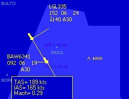 İkinci trafik LGL335, F50 tipinde, FL140 a alçalışta, TAS=242 ve IAS=193 kts dır. IAS ile TAS arasındaki bağlantıda en önemli faktör irtifadır.