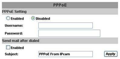 PPPE: PPPE yi kullanmak için Enabled (Etkin) seçeneğini seçin. ADSL bağlantısı için Kullanıcı adı ve şifre girin.