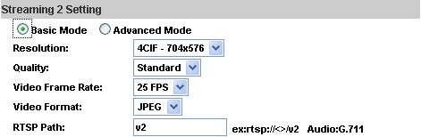 Streaming 2 Basic Mde: Reslutin: Seçilebilecek 4 çözünürlük vardır.