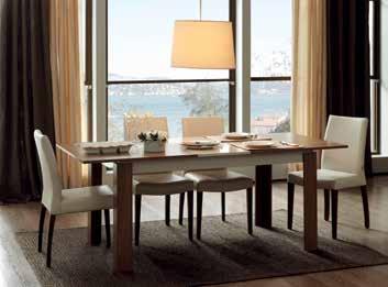 9 MISTRAL Konsol + Konsol Aynası + Yemek Masası (Sabit) + 4 Sandalye Evlerin Yeni Vitrini Tasarımlarının yanı sıra işlevsel detayları ile 80 lerin meşhur vitrinlerinin günümüzdeki çağdaş