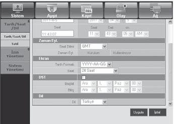 web görüntüleyici GÖRÜNTLÜYECİ AYARLARI DVR ayarlarını ağda uzaktan konfigüre edebilirsiniz. DVR ayarlarını konfigüre etmek için <Ayarlar> seçeneğini tıklatın.