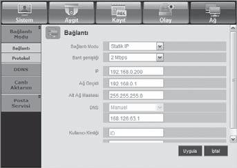 web görüntüleyici Alarm Takvimi Alarm çıkışını haftanın gününe ve saate göre programlayabilirsiniz.